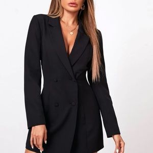 SHEIN plunging double breasted mini blazer dress